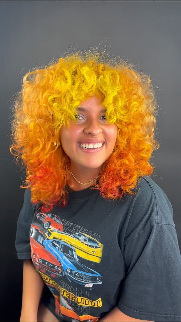 Vivid curly color transformation